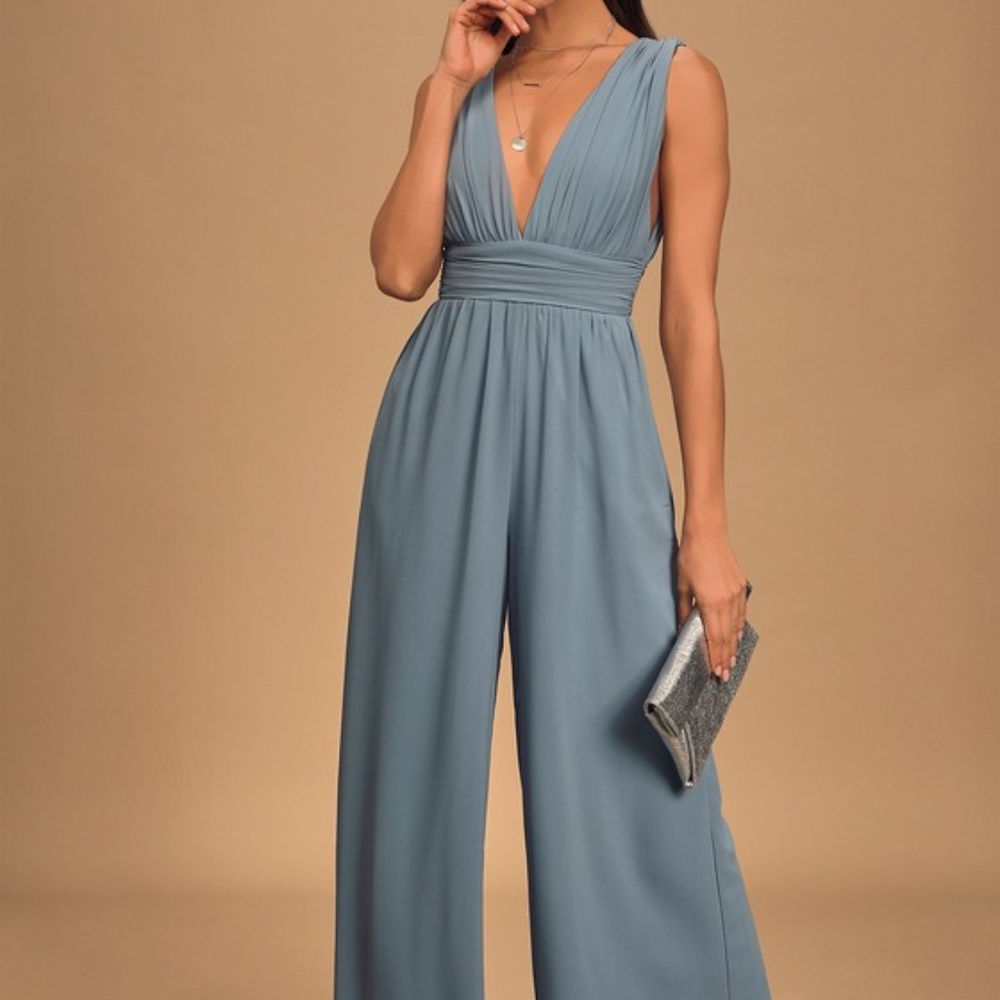 Lulu's Blue Sleeveless Jumpsuit
